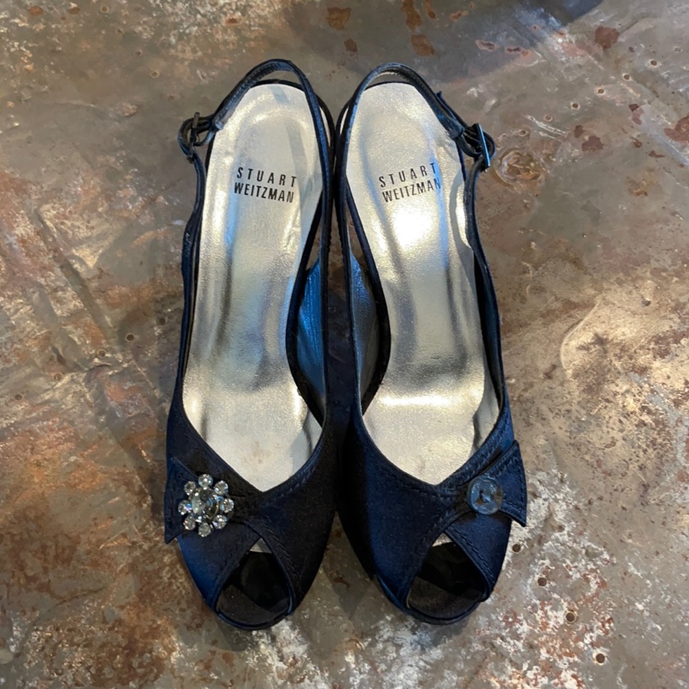 Stuart Weitzman Satin Platform Slingbacks - size 7
